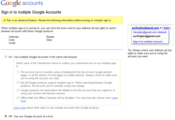 Google multiple comptes